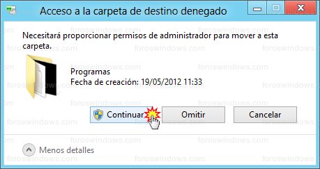 Windows 8 - Acceso a la carpeta de destino denegado