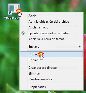 Windows 8 - Cortar acceso directo