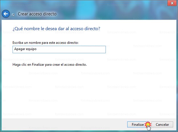 Windows 8 - Nombre del acceso directo