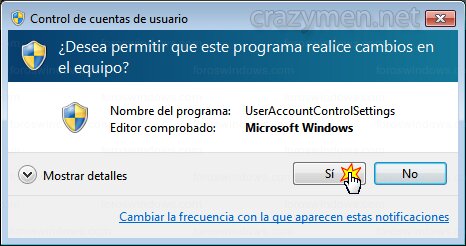 Windows 7 - Advertencia del Control de cuentas de usuario (UAC)