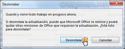 Windows Update - Confirmar desinstalar