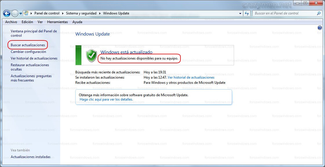 Windows Update - No hay actualizaciones disponibles para su equipo