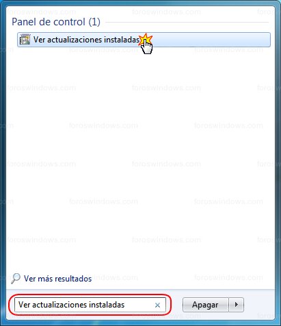 Windows 7 - Ver actualizaciones instaladas