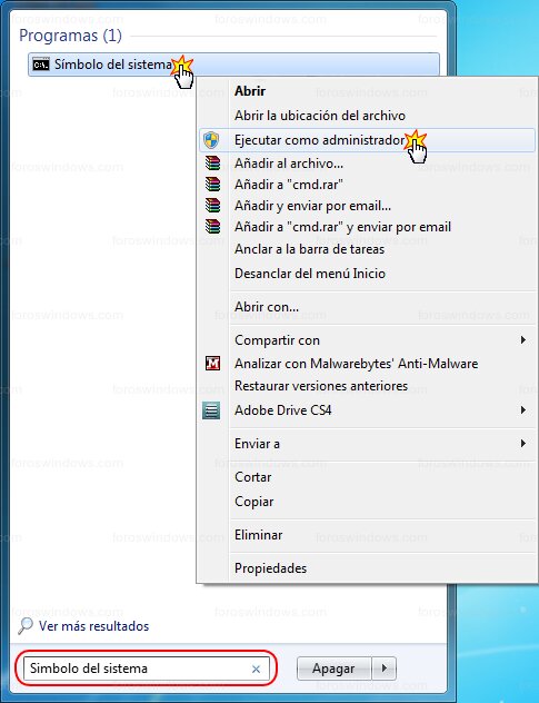Windows 7 - Símbolo del sistema