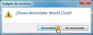 Windows 7 - Desinstalar gadget World Clock
