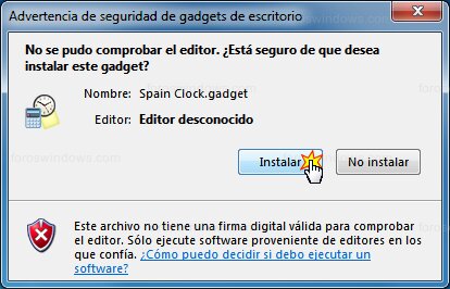 Windows 7 - Gadget - Editor desconocido