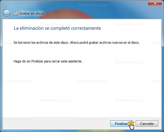 Windows 7 - La eliminación se completó correctamente