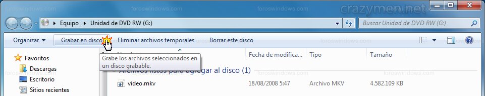 Windows 7 - Grabar en disco