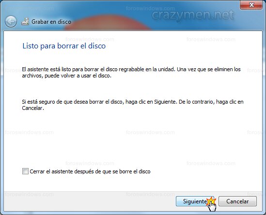 Windows 7 - Listo para borrar el disco