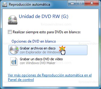 Windows 7 - Reproducción automática DVD