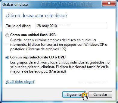 Windows 7 - Con un reproductor de CD o DVD