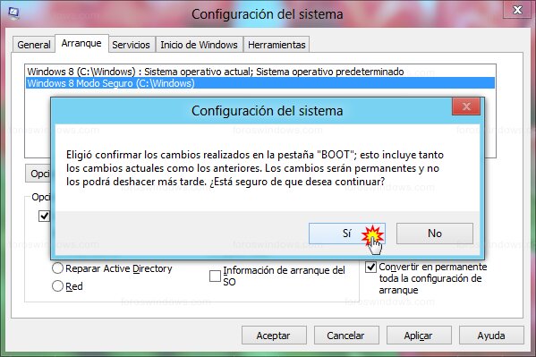 Windows 8 - Confirmar cambios