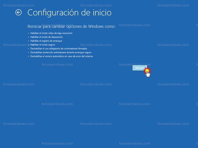 Windows 8 - Reiniciar (configuración de inicio)