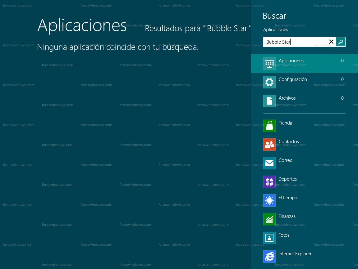 Windows 8 - Buscar Bubble Star en aplicaciones