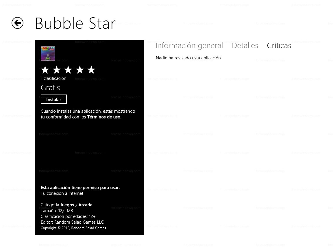 Windows Store - Críticas (Bubble Star)
