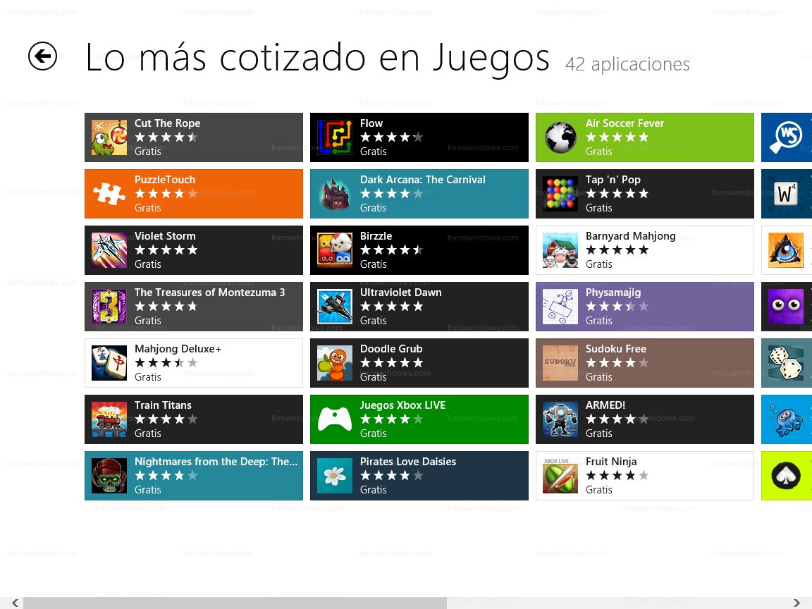 Windows Store - Lo más cotizado en juegos