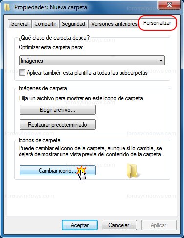 Windows 7 - Nueva carpeta > Personalizar > Cambiar icono
