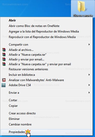 Windows 7 - Nueva carpeta > Propiedades
