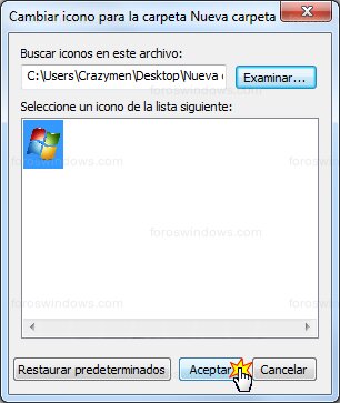 Windows 7 - Cambiar icono - Logotipo de Windows seleccionado