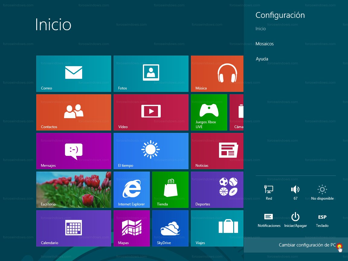 Windows 8 - Cambiar configuración de PC