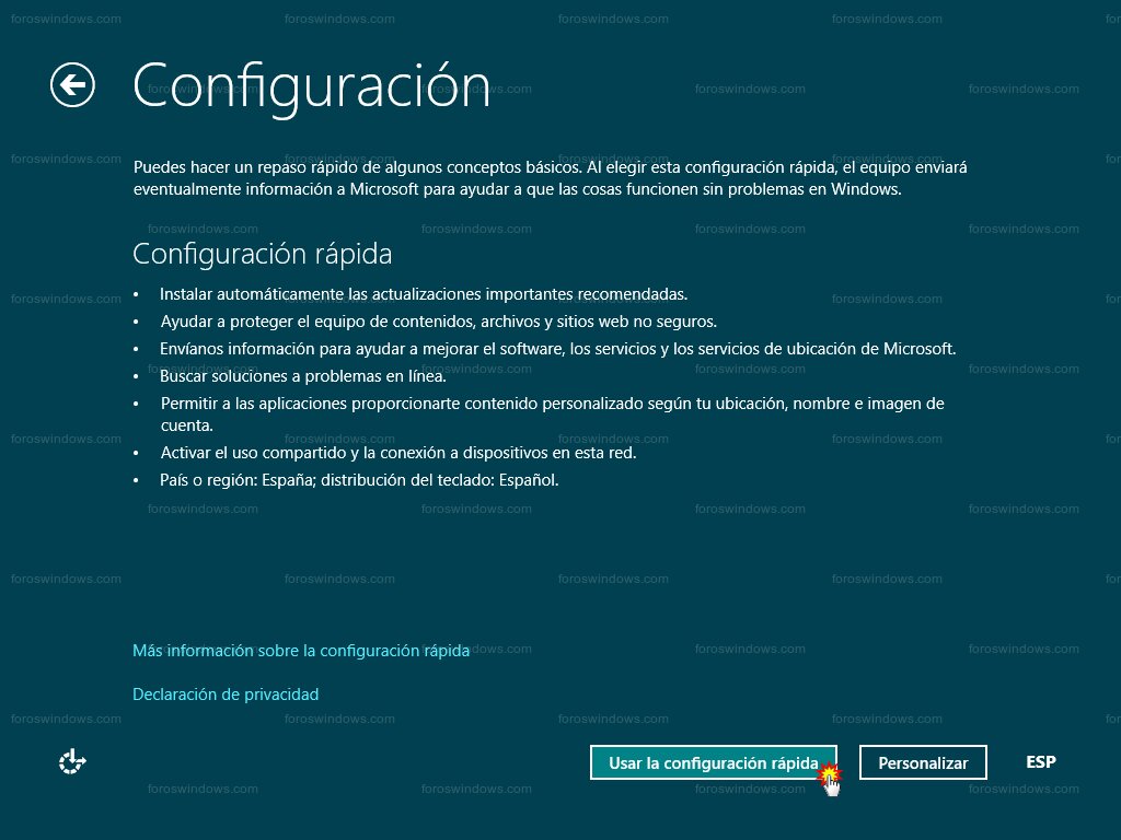Windows 8 - Configuración rápida