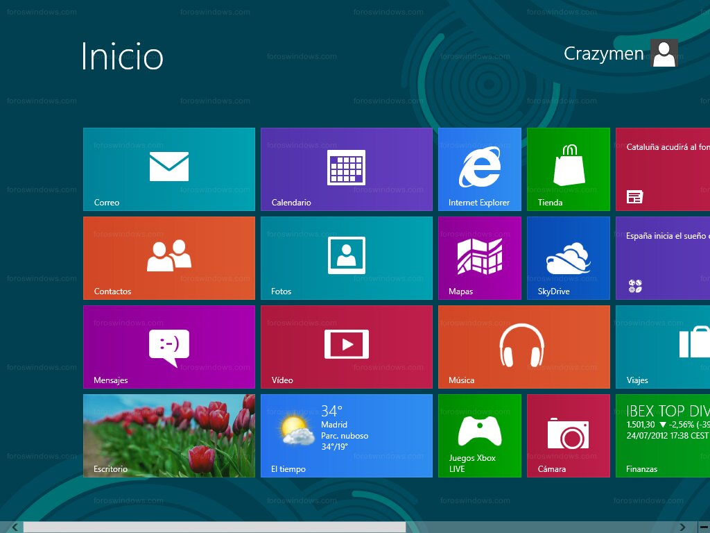 Windows 8 - Pantalla de Inicio