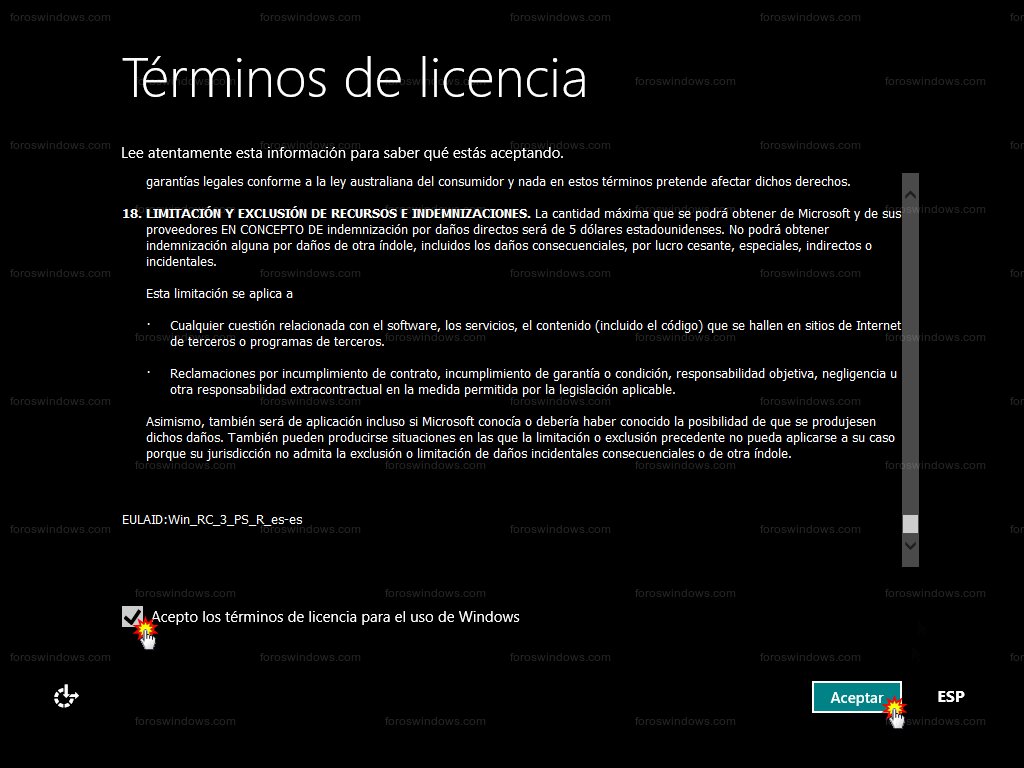 Windows 8 - Términos de licencia