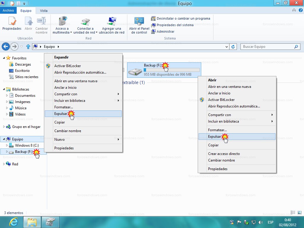 Windows 8 - Desmontar unidad (expulsar)