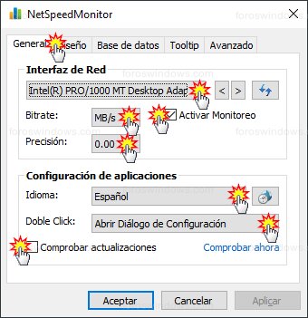 NetSpeedMonitor - Configuración pestaña general