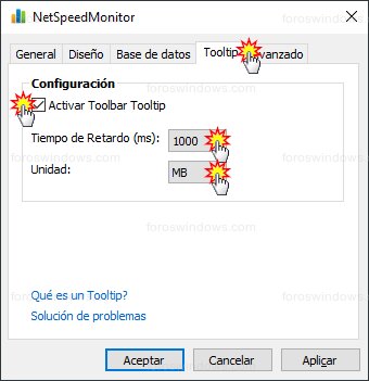 NetSpeedMonitor - Configuración pestaña tooltip