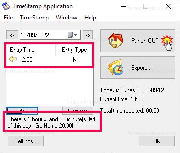 TimeStamp Application - Fichar hora de entrada