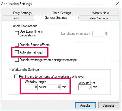 TimeStamp Application - Settings > General Settings