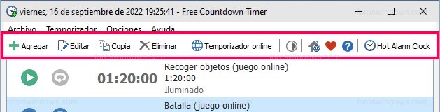 Free Countdown Timer - Barra de herramientas