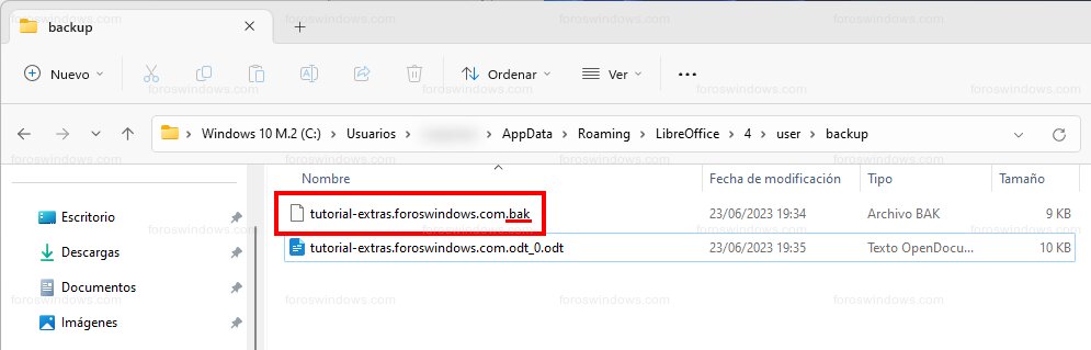 LibreOffice - Recuperar desde copia de seguridad