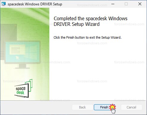 spacedesk Windows DRIVER Setup - Completada la instalación de spacedesk