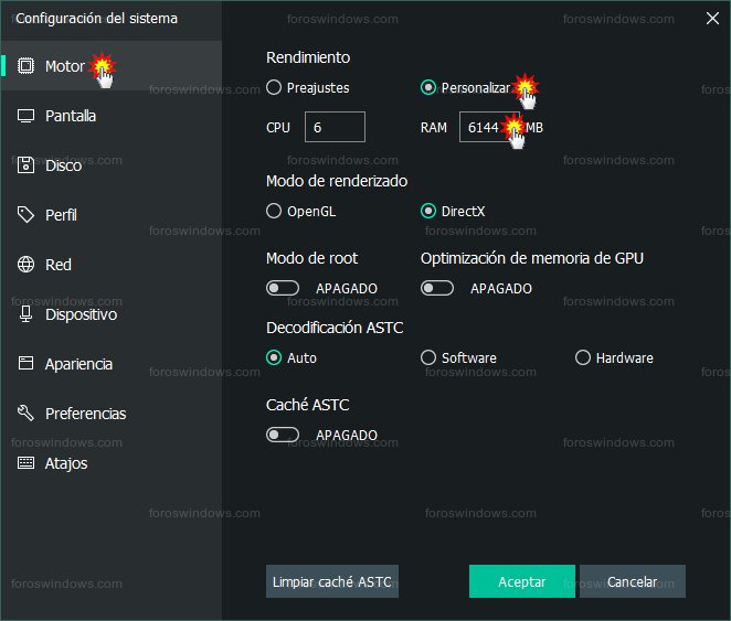 Memu Play - Motor > Rendimiento > RAM