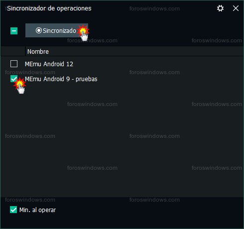 Memu Play - Elegir emuladores para sincronizar