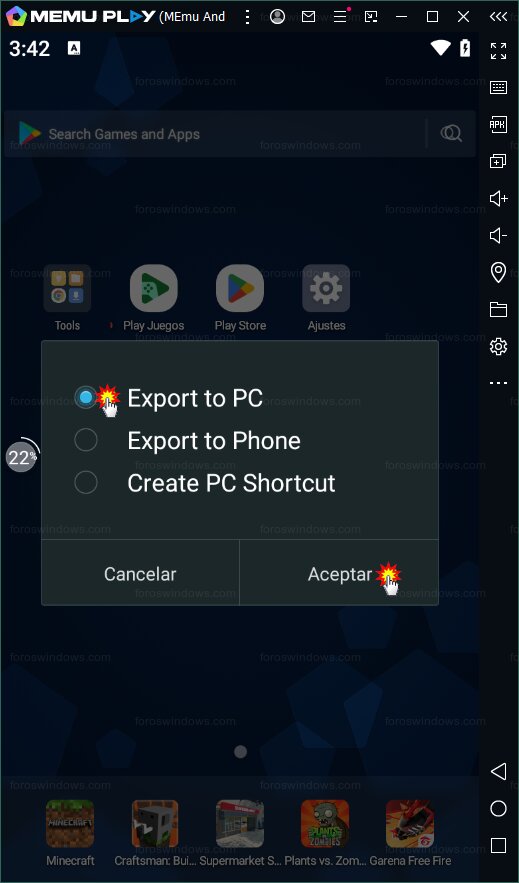 Memu Play - Export to PC