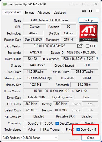 GPU-Z - Soporte para OpenGL