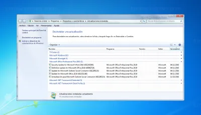 Desinstalar, ocultar y restaurar actualizaciones en Windows 7